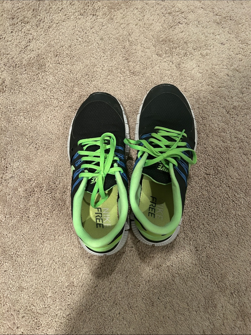 Nike Black Running Shoes with Neon Green Accents